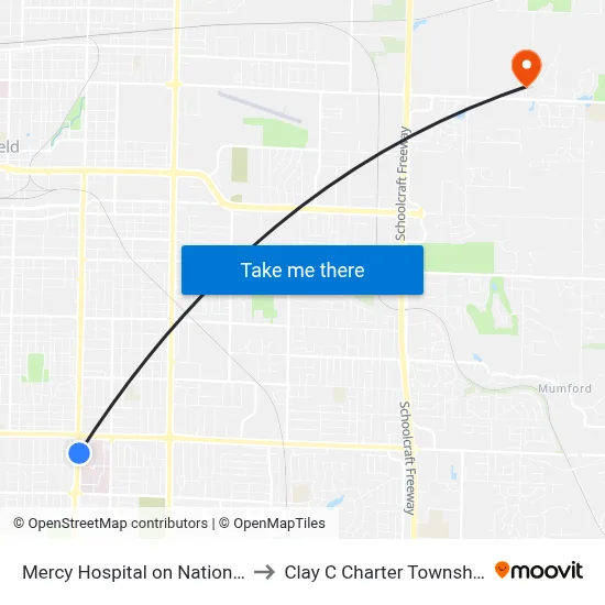 Mercy Hospital on National to Clay C Charter Township map