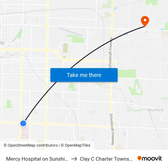 Mercy Hospital on Sunshine to Clay C Charter Township map