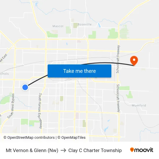 Mt Vernon & Glenn (Nw) to Clay C Charter Township map