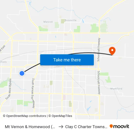 Mt Vernon & Homewood (Nw) to Clay C Charter Township map