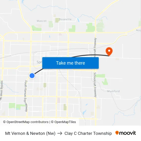 Mt Vernon & Newton (Nw) to Clay C Charter Township map