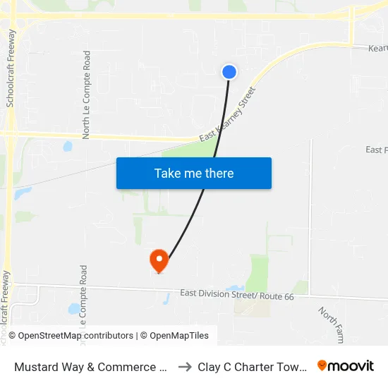 Mustard Way & Commerce Dr (Se) to Clay C Charter Township map