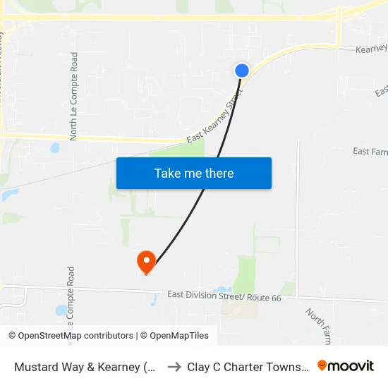 Mustard Way & Kearney (Nw) to Clay C Charter Township map
