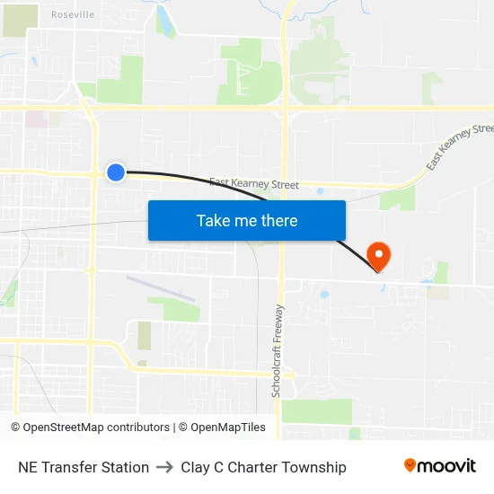 NE Transfer Station to Clay C Charter Township map