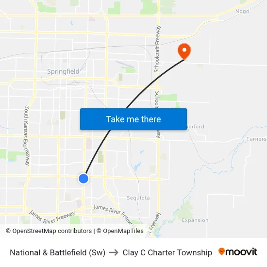 National & Battlefield (Sw) to Clay C Charter Township map