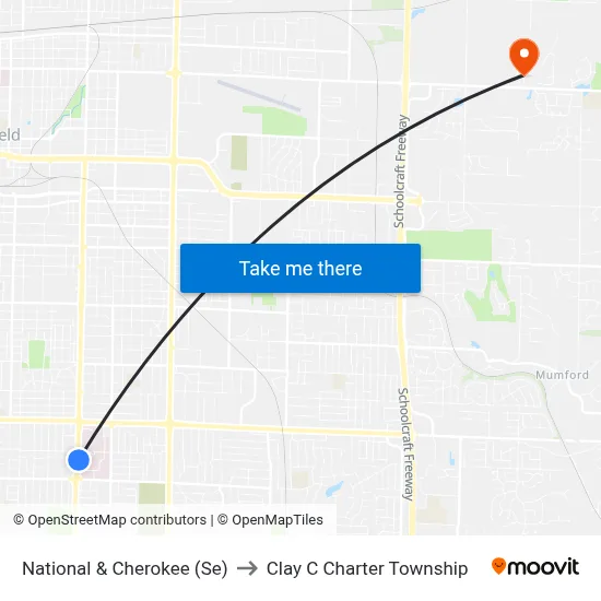 National & Cherokee (Se) to Clay C Charter Township map