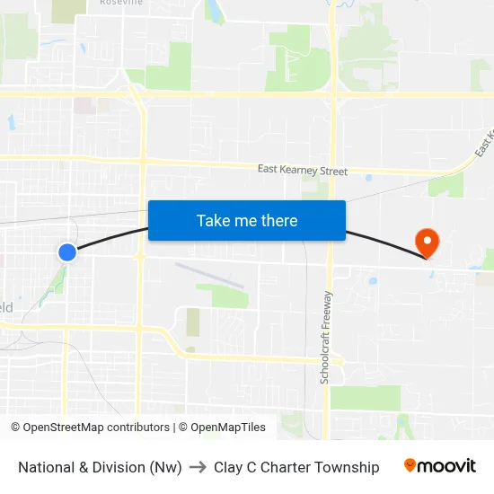 National & Division (Nw) to Clay C Charter Township map