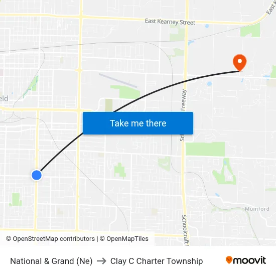 National & Grand (Ne) to Clay C Charter Township map