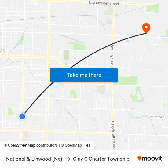 National & Linwood (Ne) to Clay C Charter Township map