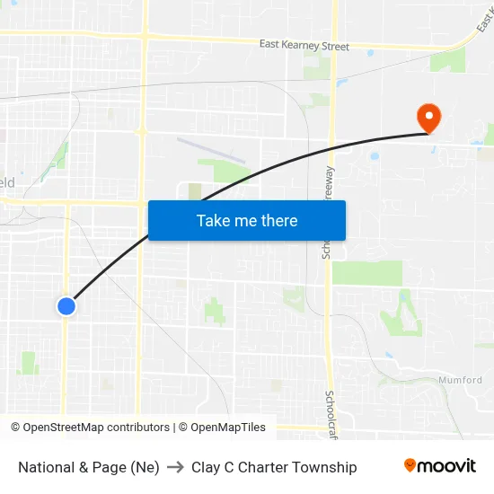 National & Page (Ne) to Clay C Charter Township map