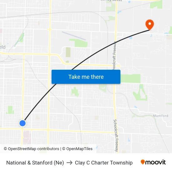 National & Stanford (Ne) to Clay C Charter Township map