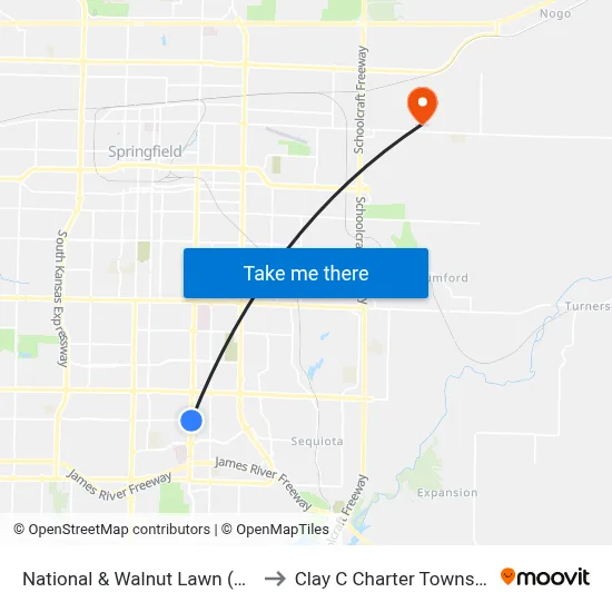 National & Walnut Lawn (Sw) to Clay C Charter Township map