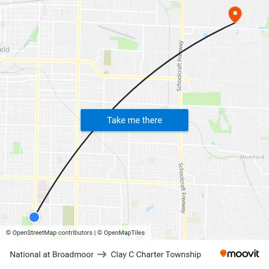 National at Broadmoor to Clay C Charter Township map