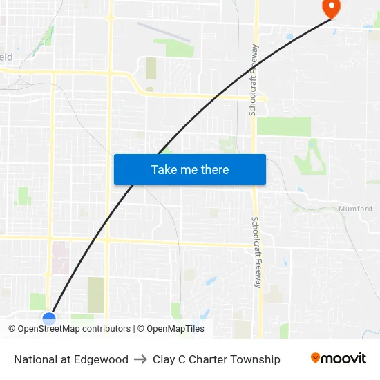National at Edgewood to Clay C Charter Township map