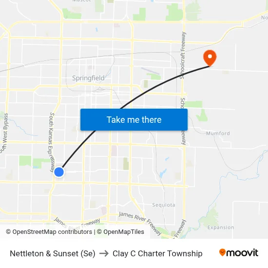Nettleton & Sunset (Se) to Clay C Charter Township map