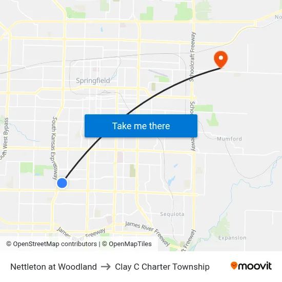 Nettleton at Woodland to Clay C Charter Township map
