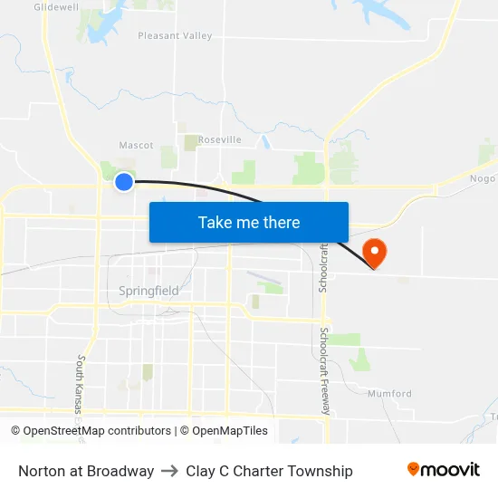 Norton at Broadway to Clay C Charter Township map