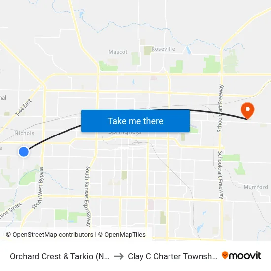 Orchard Crest & Tarkio (Ne) to Clay C Charter Township map