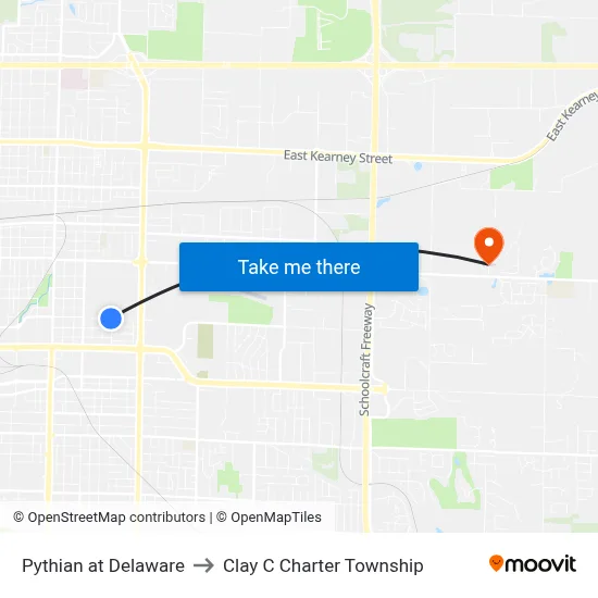 Pythian at Delaware to Clay C Charter Township map
