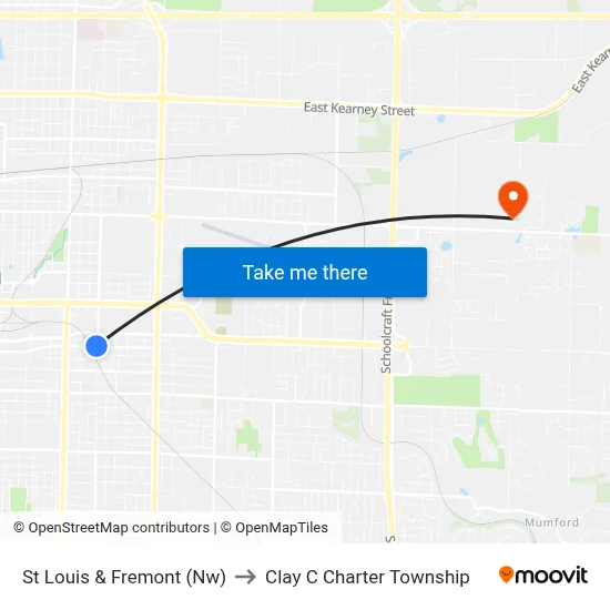 St Louis & Fremont (Nw) to Clay C Charter Township map
