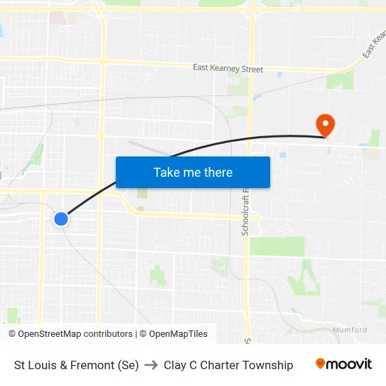 St Louis & Fremont (Se) to Clay C Charter Township map