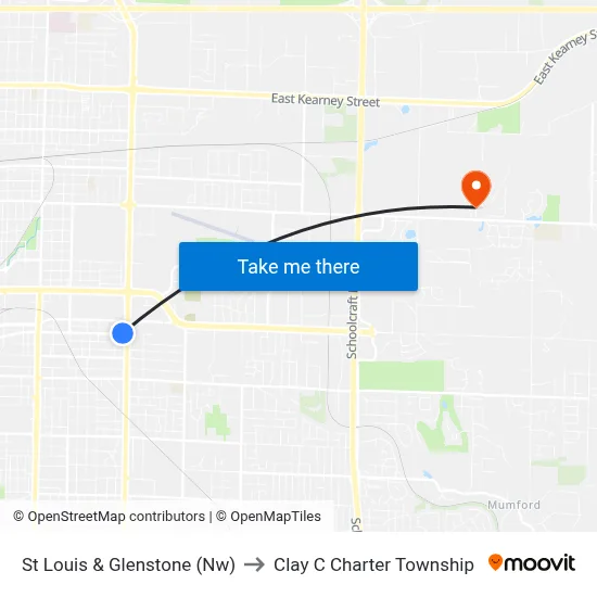 St Louis & Glenstone (Nw) to Clay C Charter Township map