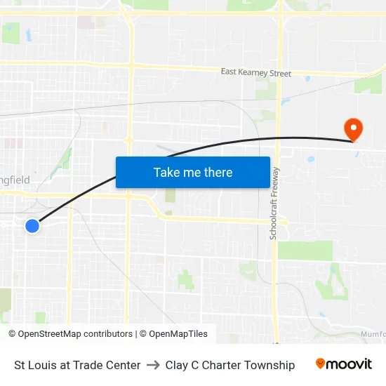 St Louis at Trade Center to Clay C Charter Township map