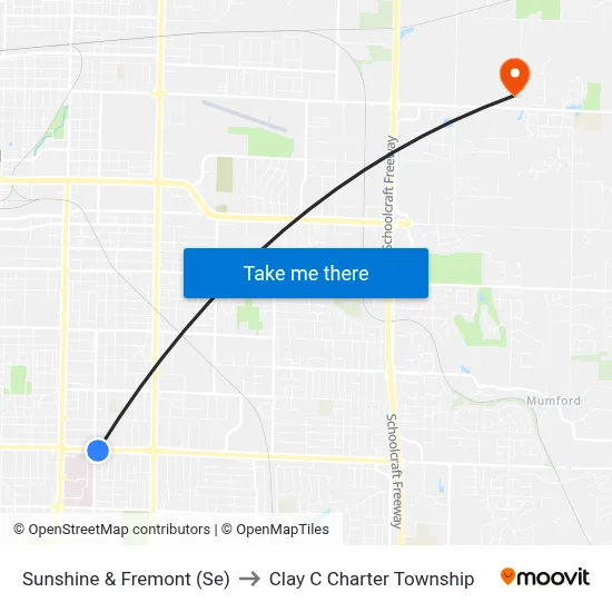 Sunshine & Fremont (Se) to Clay C Charter Township map