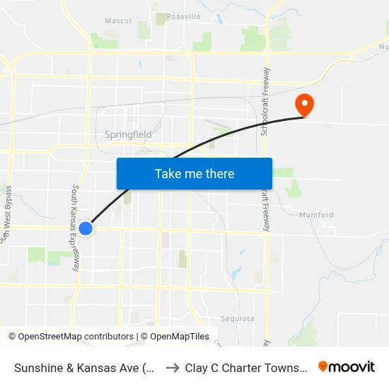Sunshine & Kansas Ave (Se) to Clay C Charter Township map