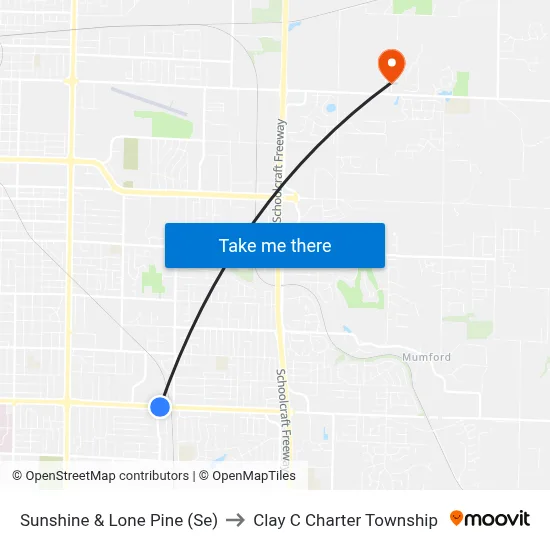 Sunshine & Lone Pine (Se) to Clay C Charter Township map
