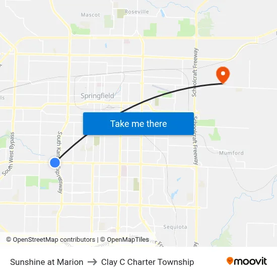 Sunshine at Marion to Clay C Charter Township map