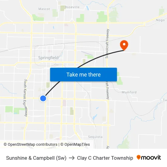 Sunshine & Campbell (Sw) to Clay C Charter Township map