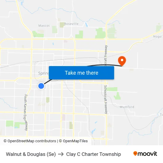 Walnut & Douglas (Se) to Clay C Charter Township map
