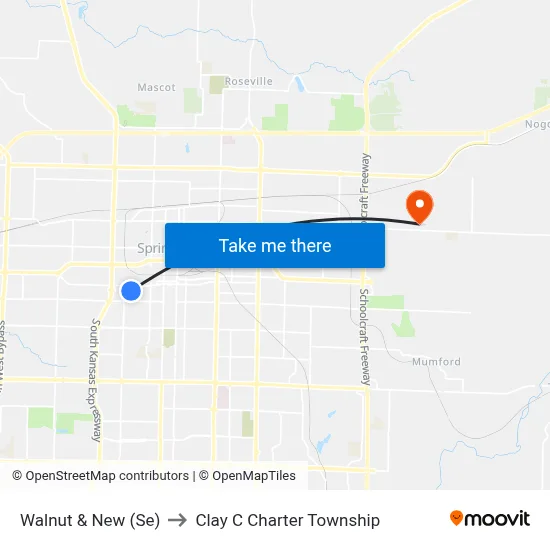 Walnut & New (Se) to Clay C Charter Township map