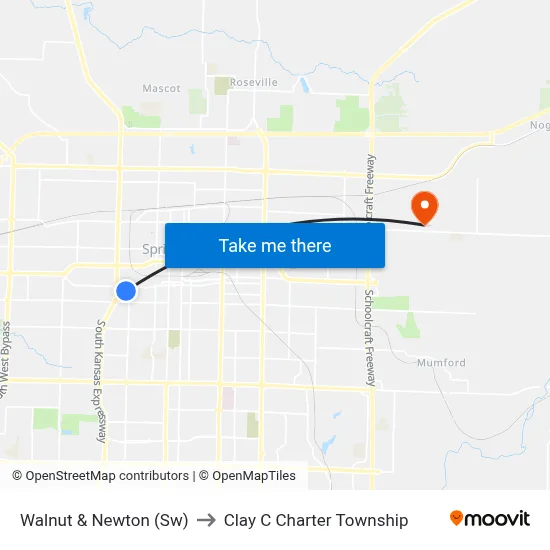 Walnut & Newton (Sw) to Clay C Charter Township map