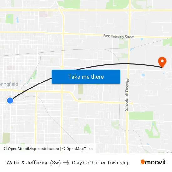 Water & Jefferson (Sw) to Clay C Charter Township map