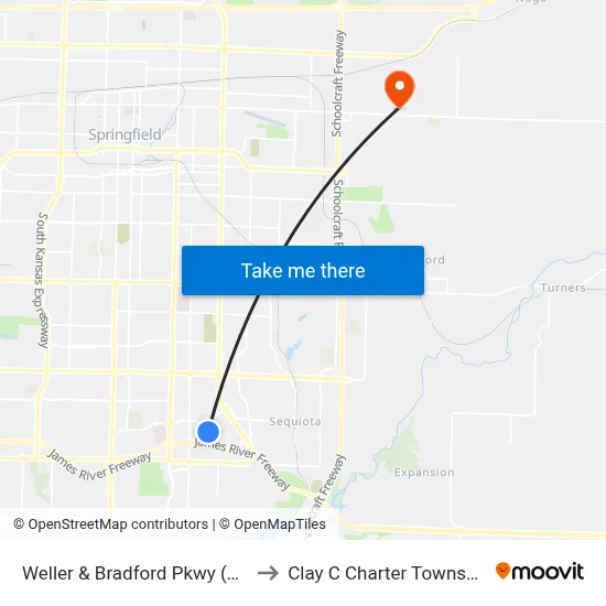 Weller & Bradford Pkwy (Se) to Clay C Charter Township map