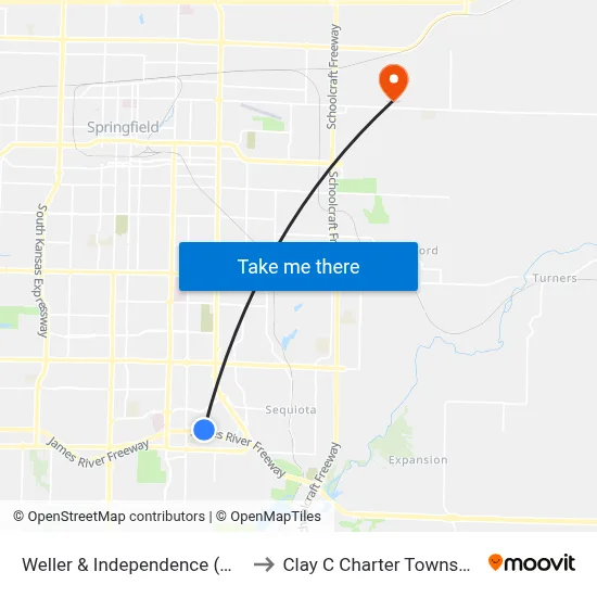 Weller & Independence (Ne) to Clay C Charter Township map