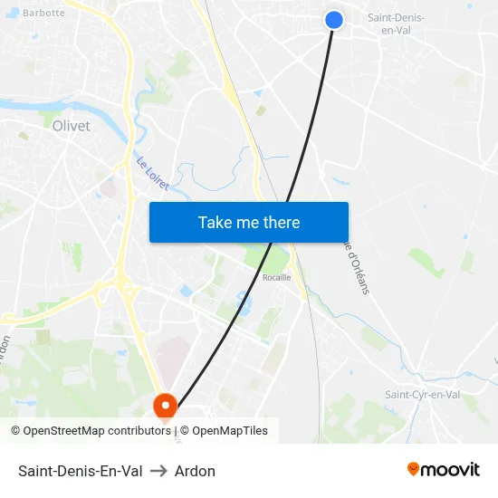 Saint-Denis-En-Val to Ardon map