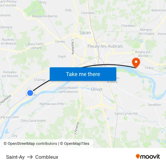 Saint-Ay to Combleux map