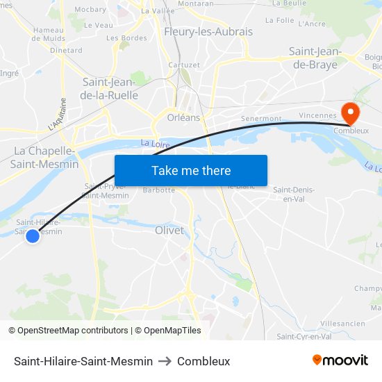 Saint-Hilaire-Saint-Mesmin to Combleux map