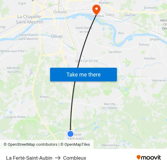 La Ferté-Saint-Aubin to Combleux map