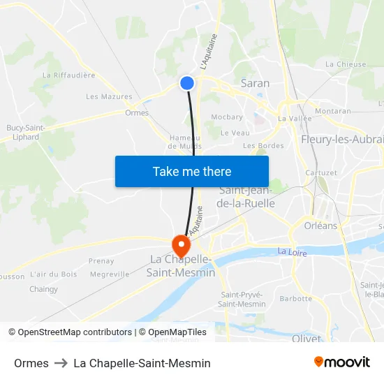Ormes to La Chapelle-Saint-Mesmin map