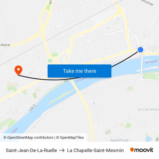 Saint-Jean-De-La-Ruelle to La Chapelle-Saint-Mesmin map