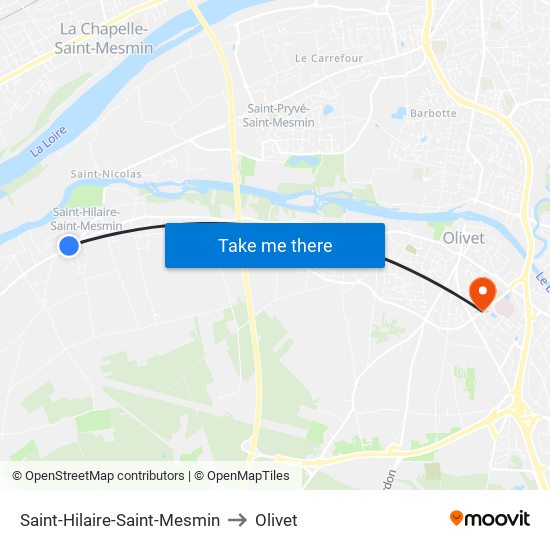 Saint-Hilaire-Saint-Mesmin to Olivet map