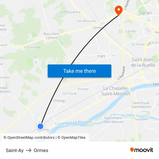 Saint-Ay to Ormes map