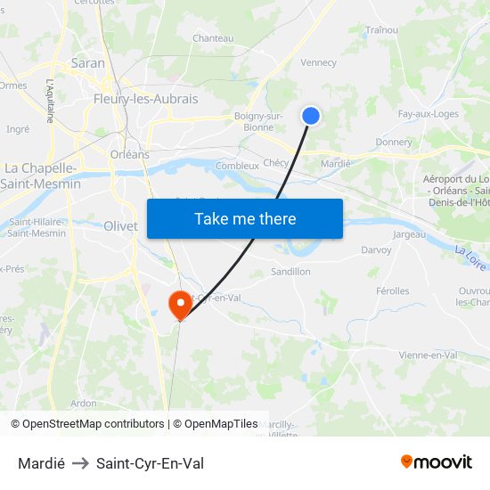 Mardié to Saint-Cyr-En-Val map