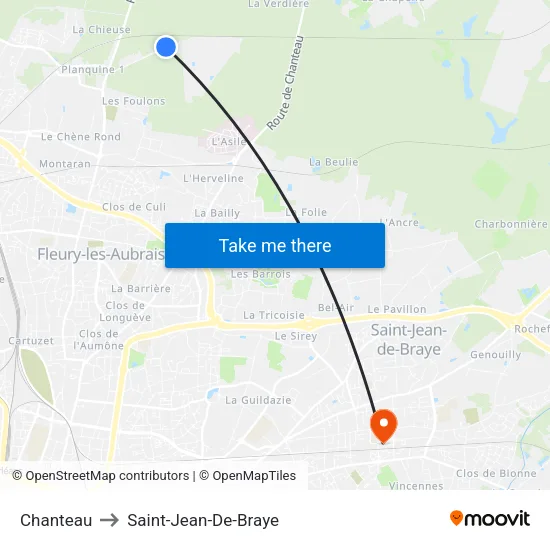 Chanteau to Saint-Jean-De-Braye map