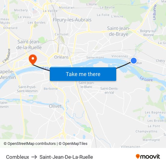 Combleux to Saint-Jean-De-La-Ruelle map