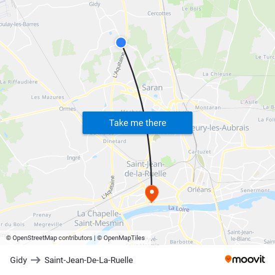 Gidy to Saint-Jean-De-La-Ruelle map